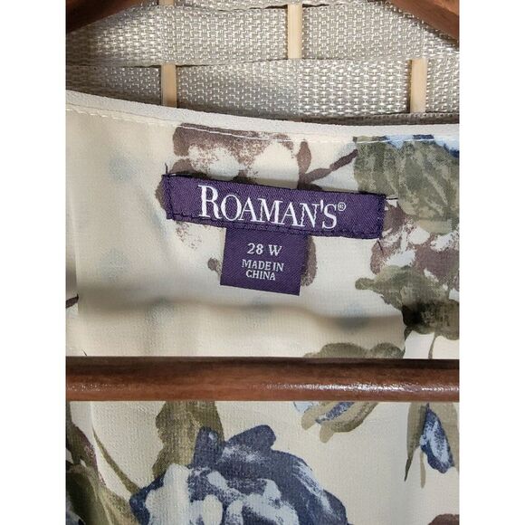 Romans Womens Plus Size 28W Ivory Kimono Duster Floral Extra Long‎ Boho - Picture 6 of 6